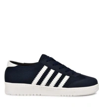 Men Lace-Up Sneakers With Faux Leather Upper - Navy Blue, 6