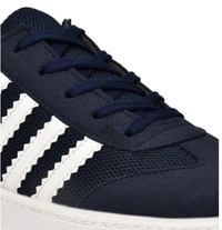 Men Lace-Up Sneakers With Faux Leather Upper - Navy Blue, 6
