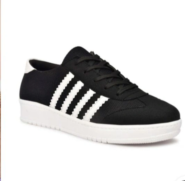 Men Lace-Up Sneakers With Faux Leather Upper - 6, Black