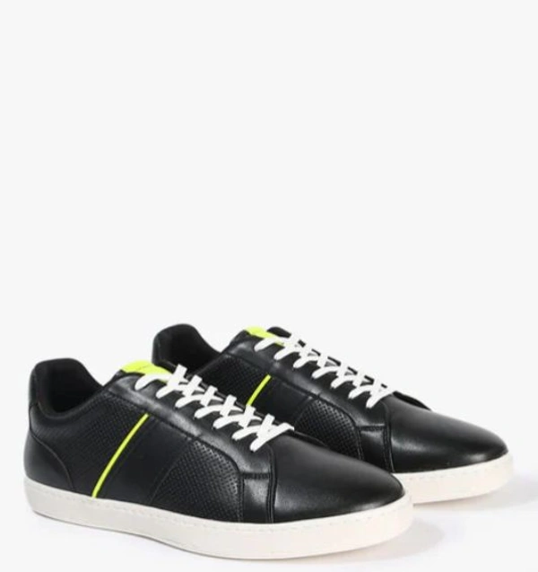 Low Top Lace-Up Sneakers  - Black, 9