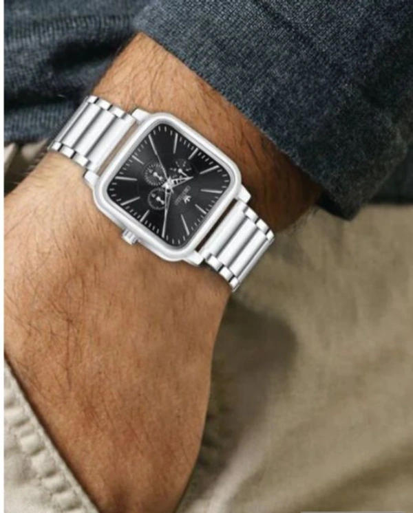 Men Analogue Watch With Deployant Clasp - Silver, OS
