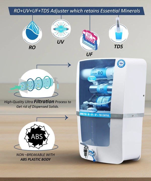 Advance Plus 12L RO+UV+UF+TDS Water Purifier for Home (White, Blue)
