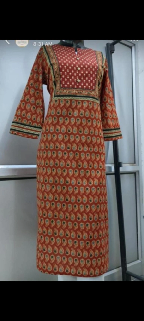 Rust Grey Print Kurta