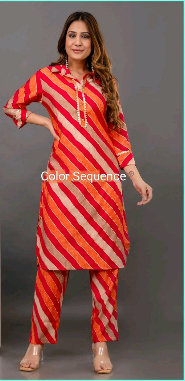 Pink Orange Lehriya With Sequence Patti