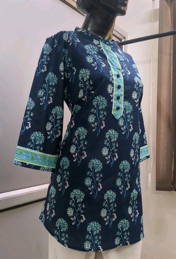 Navy Blue With Turquoise Print