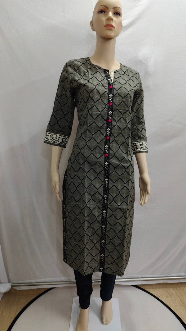 Black Off-White Print & Black Patti Kurta