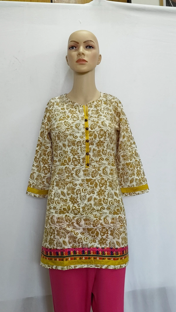 Off-White Mustard Regular Kurti