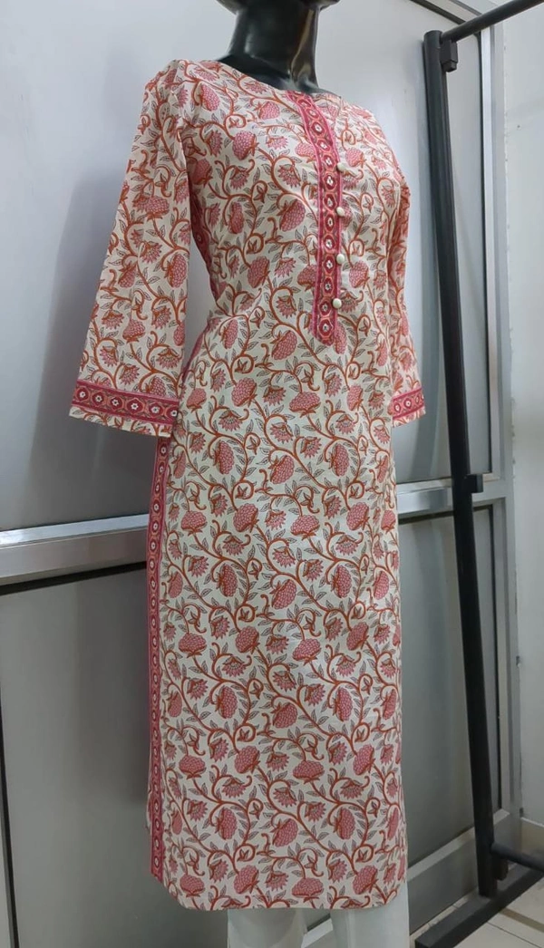 Off-White Pink Berry Floral Print Kurta