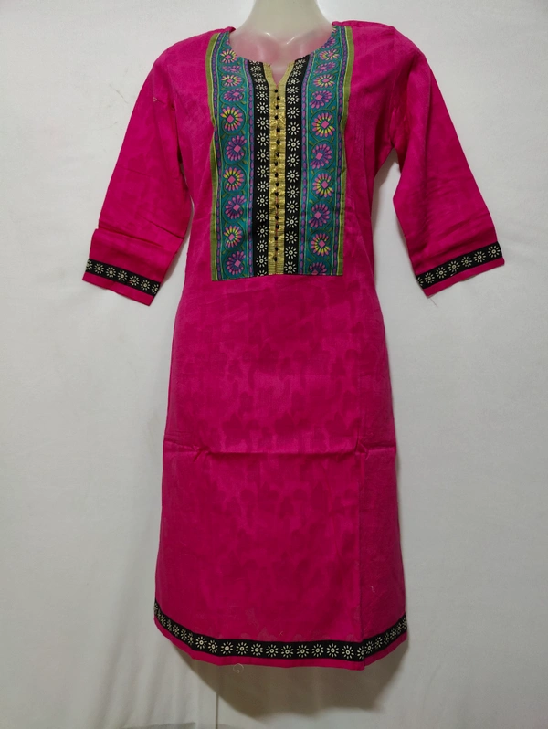Rani Print Green Gold Yoke Kurta