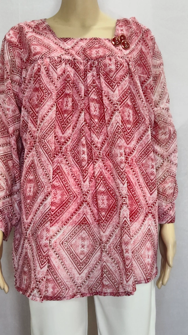 Ruby Print Diamond Print Indo Western Top Synthetic