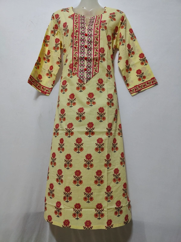 Yellow Pink Flower Kurta