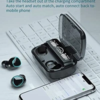 M10 TWS Bluetooth 5.1 Earphone Charging boxwireless Earbuds Stereo Sports Waterproof with Microphone True Wireless Bluetooth Headset (Black) 