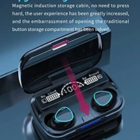M10 TWS Bluetooth 5.1 Earphone Charging boxwireless Earbuds Stereo Sports Waterproof with Microphone True Wireless Bluetooth Headset (Black) 