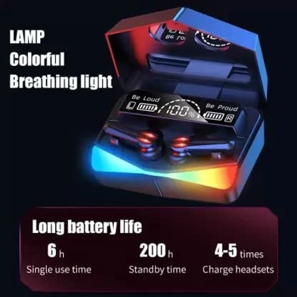 M28 Wireless Earbuds TWS Bluetooth 5.1 Gaming Monster Earphones Touch Control Headphones Microphone Mirror Screen Mini LED Display - Excellent Sound Ensure Fast  Stable Connection Waterproof 