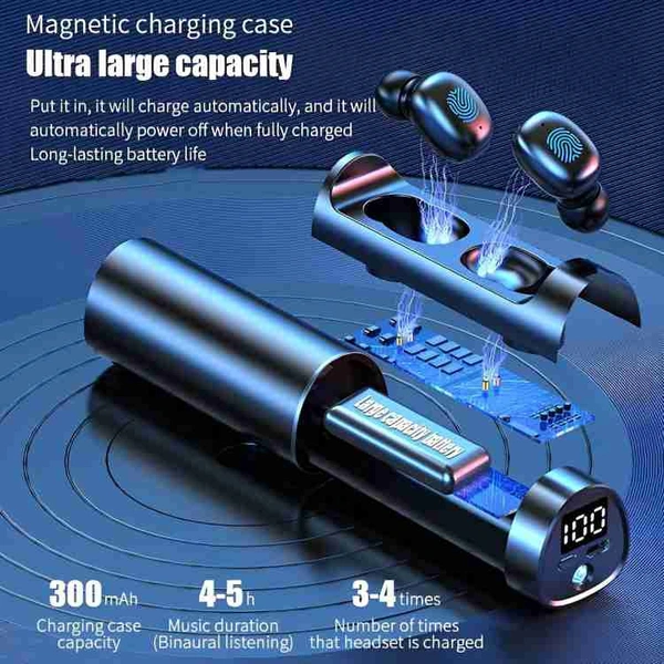 N21 TWS Earbuds with Magnetic Design and Shocking Audio Visual Automatic Pairing and Long Battery Life Color:  Black 
