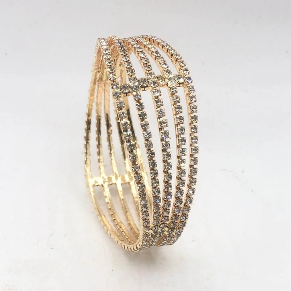Staying Bracelet  KADA 5LINE STONE Visit the  ZENEME Bangle Gold Plated American Diamond Studded Antique Style Celebrity Inspired Kada Bangle Jewellery For Girl and Women - Gold, 2.8