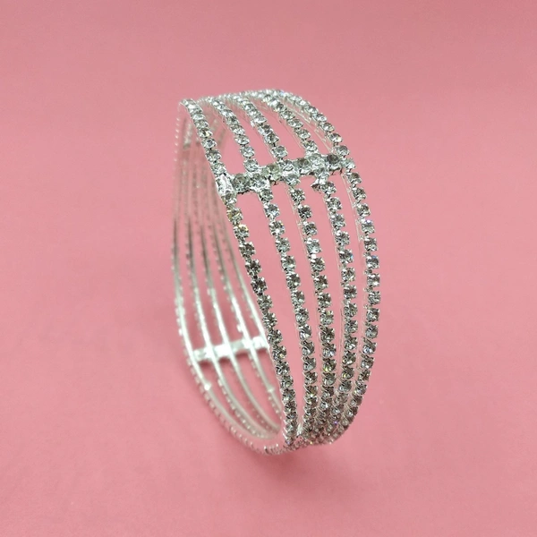 Staying Bracelet  KADA 5LINE STONE Visit the  ZENEME Bangle Gold Plated American Diamond Studded Antique Style Celebrity Inspired Kada Bangle Jewellery For Girl and Women - Gold, 2.8