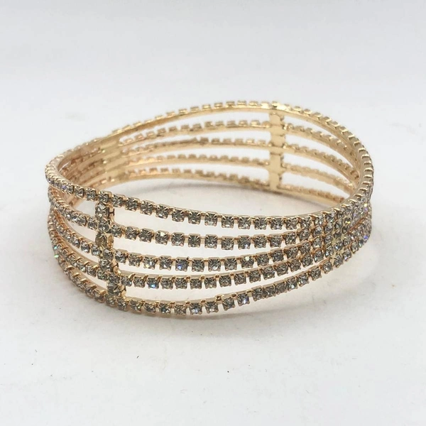 Staying Bracelet  KADA 5LINE STONE Visit the  ZENEME Bangle Gold Plated American Diamond Studded Antique Style Celebrity Inspired Kada Bangle Jewellery For Girl and Women - Gold, 2.8