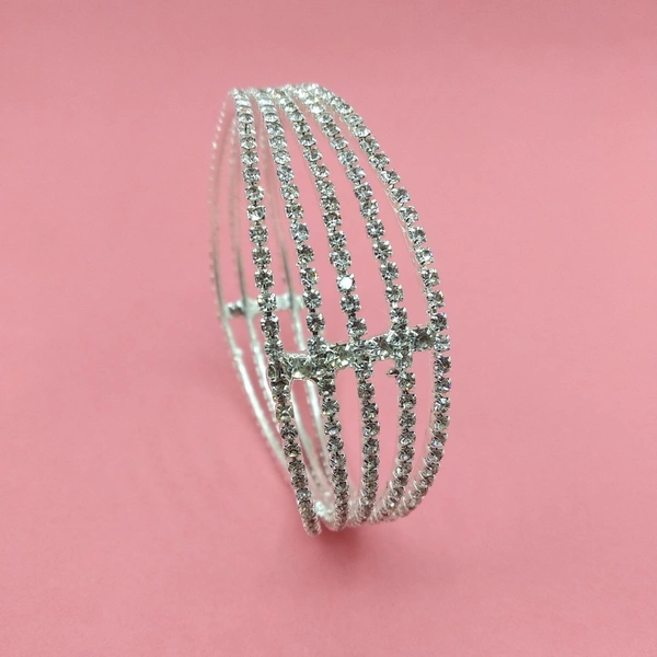 Staying Bracelet  KADA 5LINE STONE Visit the  ZENEME Bangle Gold Plated American Diamond Studded Antique Style Celebrity Inspired Kada Bangle Jewellery For Girl and Women - Gold, 2.8