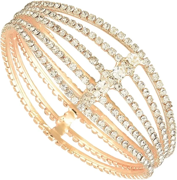 Staying Bracelet  KADA 5LINE STONE Visit the  ZENEME Bangle Gold Plated American Diamond Studded Antique Style Celebrity Inspired Kada Bangle Jewellery For Girl and Women - Gold, 2.8