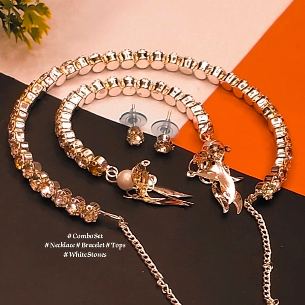 Luxury Rondo  Necklace1 tops2 bracelet1 free size American styling Minimum only online Payment Accept  - Gold