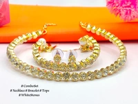 Luxury Rondo  Necklace1 tops2 bracelet1 free size American styling Minimum only online Payment Accept  - Gold
