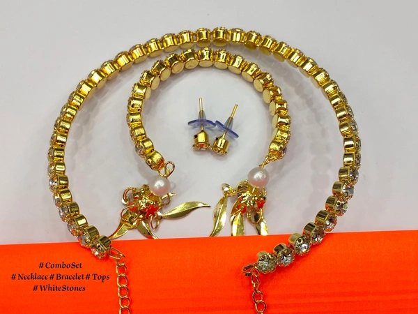 Luxury Rondo  Necklace1 tops2 bracelet1 free size American styling Minimum only online Payment Accept  - Gold