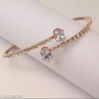 American Styling Kada  AD FREE SIZE FULL STONE BRACELET 101SKU : AD KADA ROSE 6pice  - Silver, Free Size