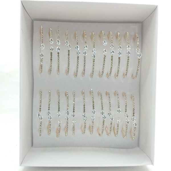 American Styling Kada  AD FREE SIZE FULL STONE BRACELET 101SKU : AD KADA ROSE 6pice  - Silver, Free Size