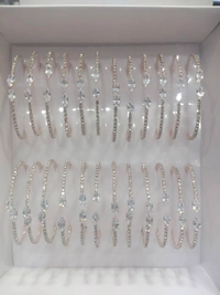 American Styling Kada  AD FREE SIZE FULL STONE BRACELET 101SKU : AD KADA ROSE 6pice  - Silver, Free Size
