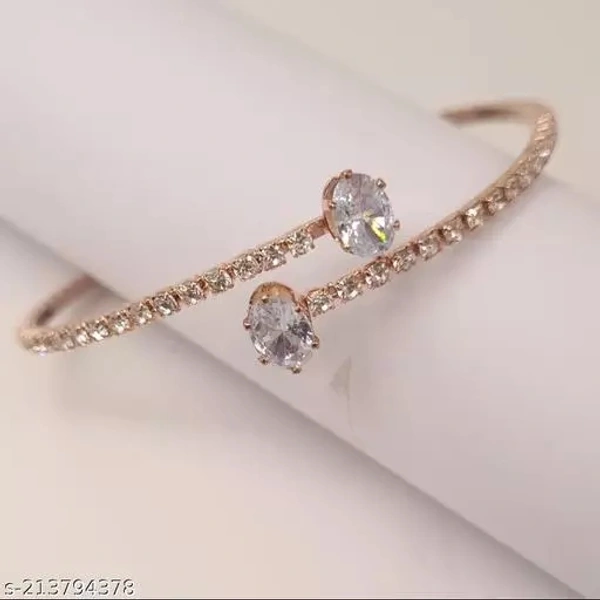 American Styling Kada  AD FREE SIZE FULL STONE BRACELET 101SKU : AD KADA ROSE 6pice  - Gold