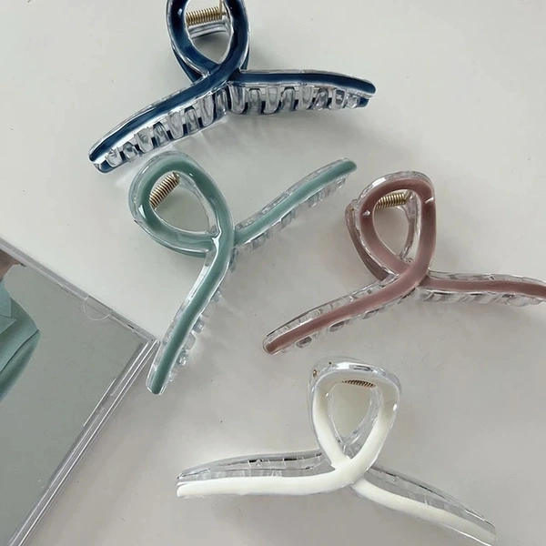 505 Naievear Hair Claw Clip Solid Color Elegant Acrylic Clamp Non-slip Styling - 6 mixed colors, Large
