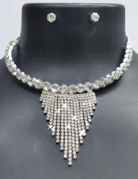 American styling  1LINE STONES NECKLACE SET ROSE SKU : 599 ROSE American Styling - Gold, free Size