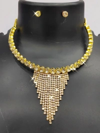 American styling  1LINE STONES NECKLACE SET ROSE SKU : 599 ROSE American Styling - Gold, free Size