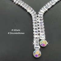 597 Berina Cubic Zirconia Rhodium Necklace Set With Earrings SKU597  - Gold, free Size