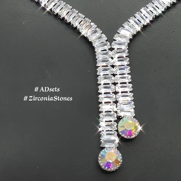 597 Berina Cubic Zirconia Rhodium Necklace Set With Earrings SKU597  - Gold, free Size
