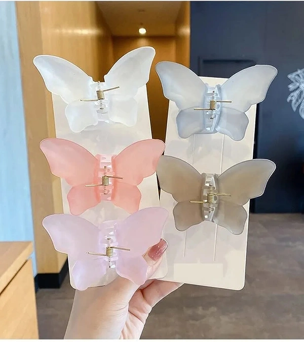 0002 Butterfly Hair Clip Hair Claw Crab Barrettes Solid Sweet Simple Hair Clamps For Women Girls Hair Claw Clips Toddler Girl Hair Accessories - 2،5