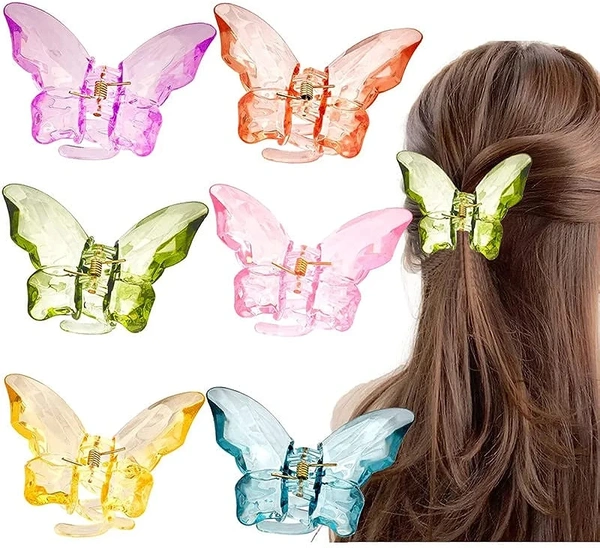 0002 Butterfly Hair Clip Hair Claw Crab Barrettes Solid Sweet Simple Hair Clamps For Women Girls Hair Claw Clips Toddler Girl Hair Accessories - 2،5