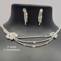 Necklace  AD NECKLACE SET SILVER 540SKU  - Golden Tainoi, free Size