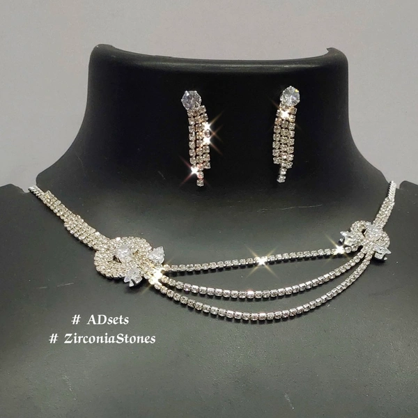 Necklace  AD NECKLACE SET SILVER 540SKU  - Silver