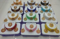 ASHWARYA  7 Line Choker Necklace Set with earring and mangtika mundi packing SKU : ASHWARYA  - Web Orange
