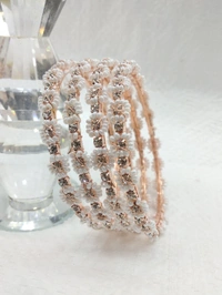 Pearl Moti BENGALS 4PCS PEARL MOTI WHITE STONE GOLDEN 2217 - ROSE