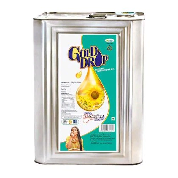Lohiya Group Gold Drop Refined Sunflower Oil 15 kg Tin - 15 L