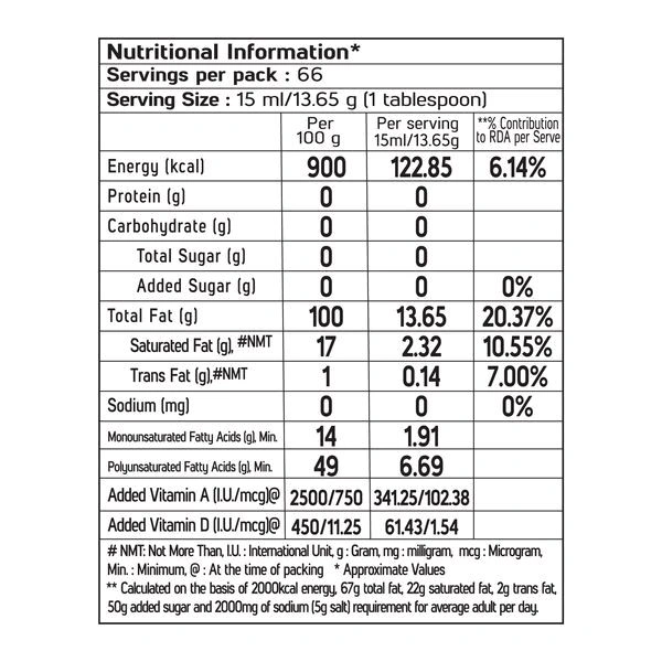 Aadhar Refined Sunflower Oil, 1L - 1 L