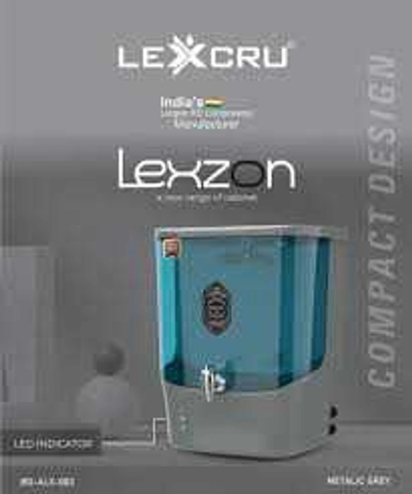 Lexzon RO Water purifiers With Alkaline + Ro + Tds Fully automatic LED indicator Capacity 15 Ltr - Aqua Grey