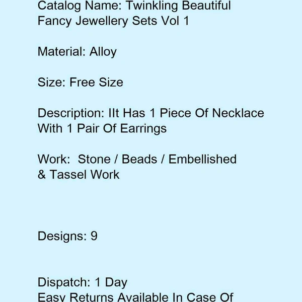 Beautiful Fancy Necklace Set - Free Size
