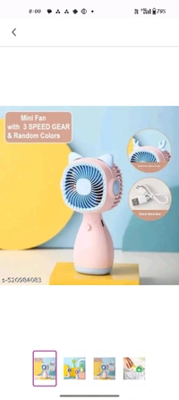 Mini Portable Usb Hand Fan or DC Fan - 3 Speed Modes Hand... - Blue, Free Size