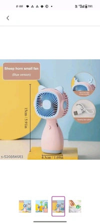 Mini Portable Usb Hand Fan or DC Fan - 3 Speed Modes Hand... - Blue, Free Size