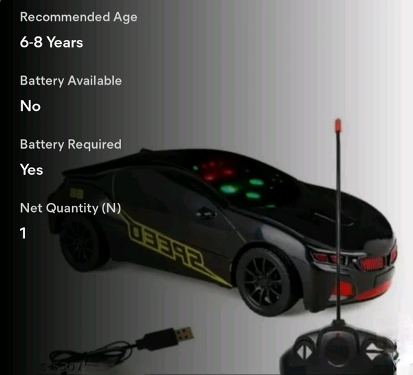 Unique 3D Black Remote Car - Free Size
