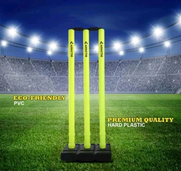 Cricket Wicket Stumps Set Plastic - Electric Lime, Free Size